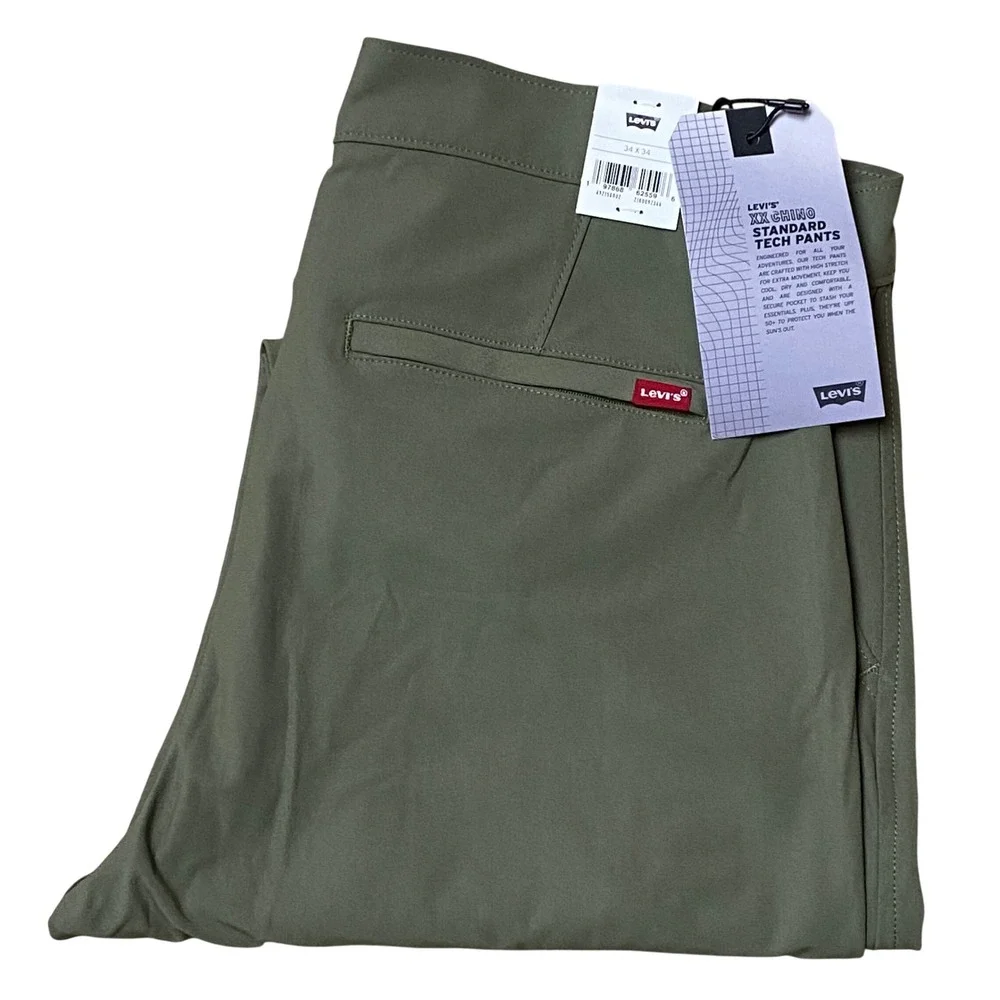 Levis XX Chino Standard Tech Pants Mens Olive‎ Tapered Stretch UPF 50+ 29x30 NWT